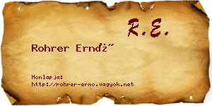 Rohrer Ernő névjegykártya